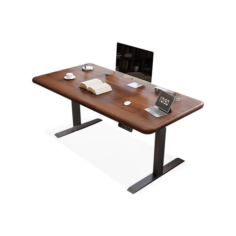 Nut-Brown Rectangular Hight adjustable Solid Wood desk, 51.18" H x 55.12" W x 27.56" D
