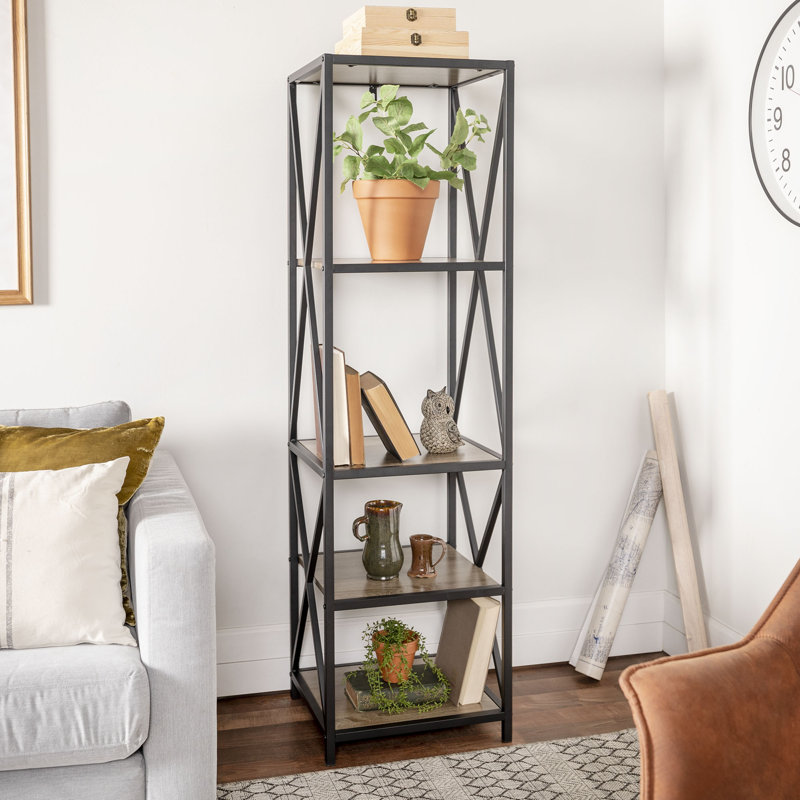 Étagère à livres H 61 "x l 18" Eula, Bois récupéré / noir
