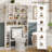 Over The Toilet Storage Cabinet, Bathroom Shelf Over Toilet With Hammered Grain Glass Doors And Adjustable Shelves-1356626166