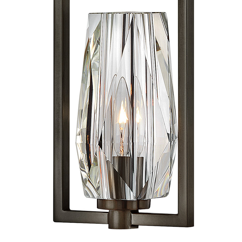 Ana 1-Light Pendant w/ Faceted Heavy-Cut Diamond-Shaped Crystal Shades, Black Oxide