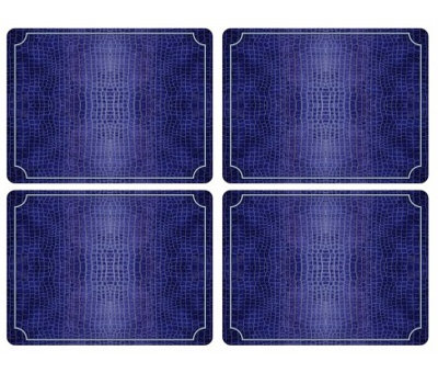 Pimpernel – Blue Croc Leather – Placemats – Blue, Set of 4