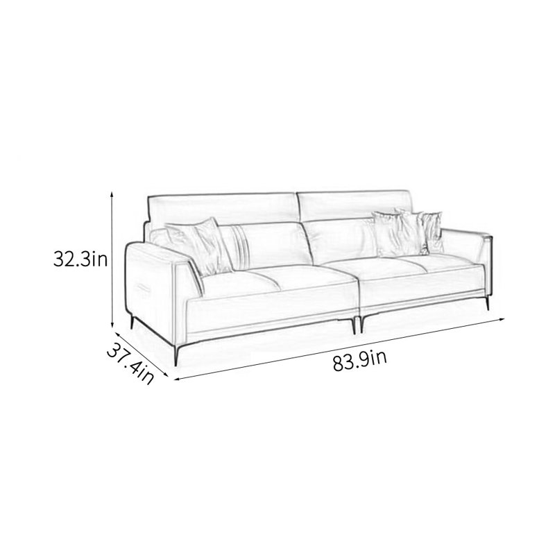 Canapé de bureau décontracté et élégant, 3, H 32,3 po x l 83,9 po x P 37,4 po