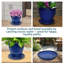 Ensemble de 2 pots à fleurs ronds en céramique émaillée - convient aux jardinières de 7 po - Bleu-897659737-897659738