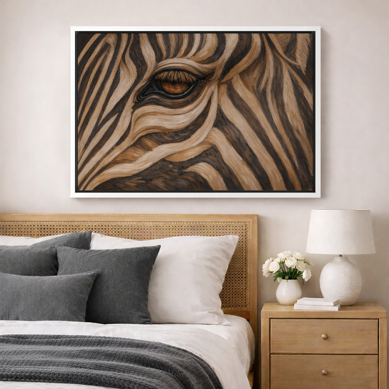 Œil de zèbre, art animalier, images de chambre à coucher, impression sur toile encadrée, H 24 po x l 36 po