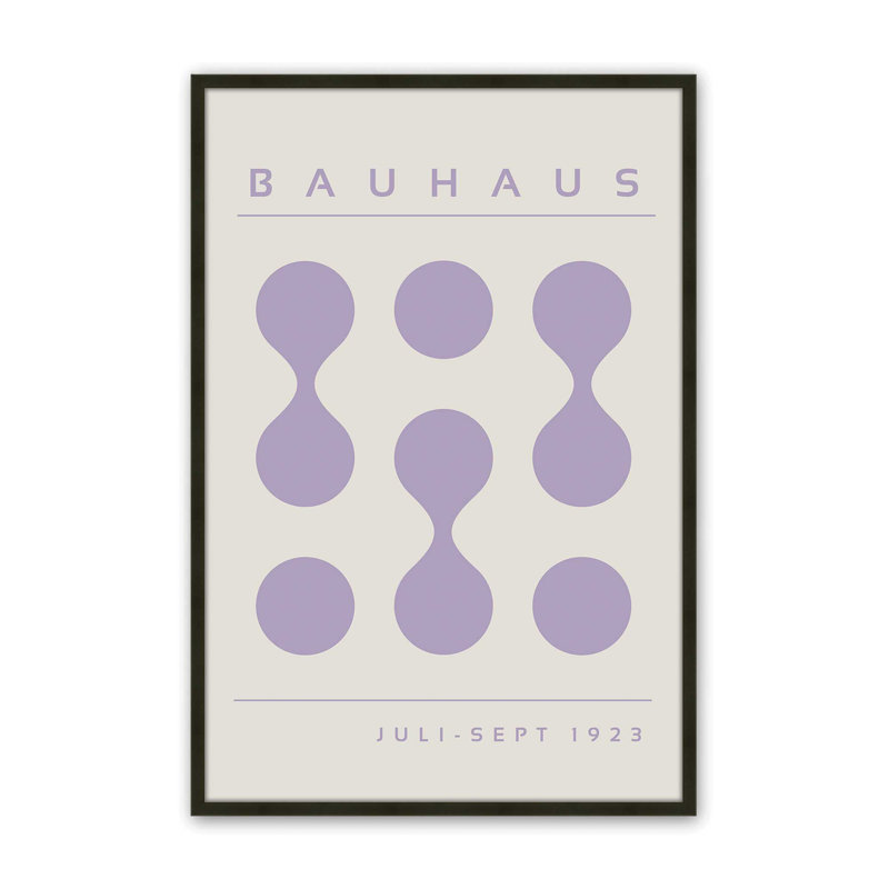 Mauve Bauhaus Flow I, impression, Reproduction encadrée sans passe-partout, Noir satiné, H 21 po x l 17 po
