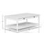 Table basse traditionnelle avec deux tiroirs de rangement et roulettes en bois massif blanc