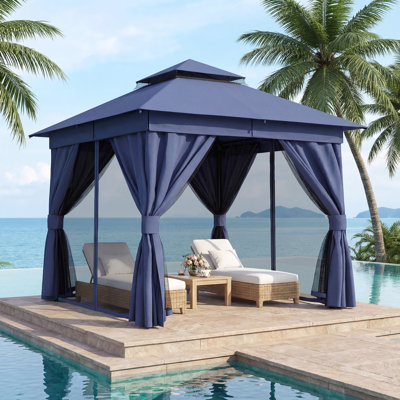 Yardgrace 8'X8' Soft-top Double-Roofed Steel Patio Gazebo