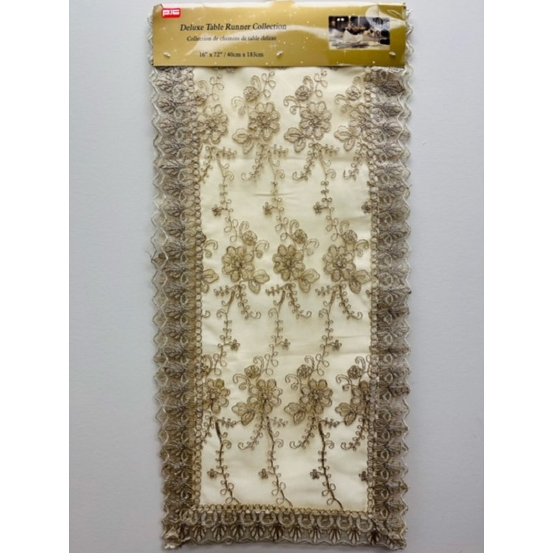 Tapis de couloir Emb (16 x 72 po) - blanc / argent métallique, 72 po x 16 po, Or