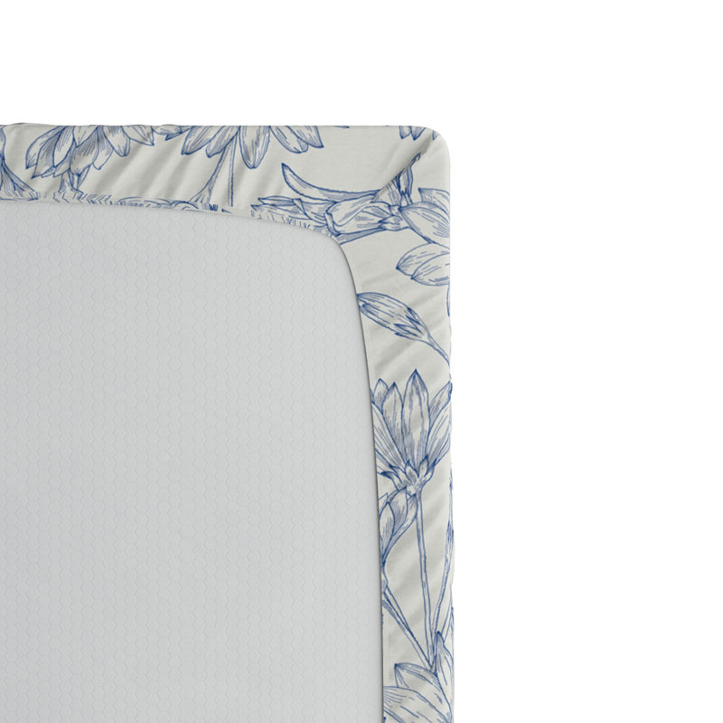 Microfiber Floral Fitted Sheet, Twin Fitted Sheet, Blue Floral