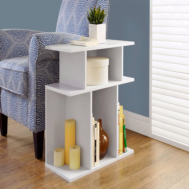 Table d'appoint, table d'appoint, table de bout, table de chevet, stratifié blanc lampe, contemporain, moderne, Blanc, Blanc