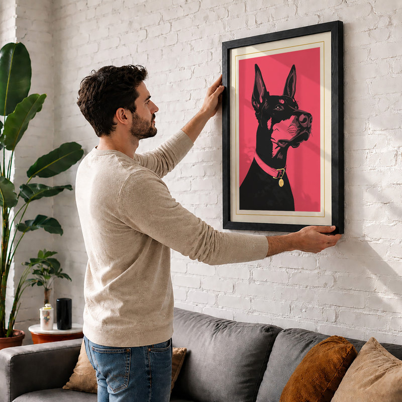 Dog in Silhouette Modern - Framed Print, Walnut, A1 - 84.1 x 59.4 cm