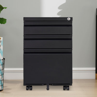 3-drawer Mobile Filing Cabinet With Lock, Legal/letter Sized Office Storage Filing Cabinet, Metal Filing Cabinet,suitable For Offices And Study Rooms