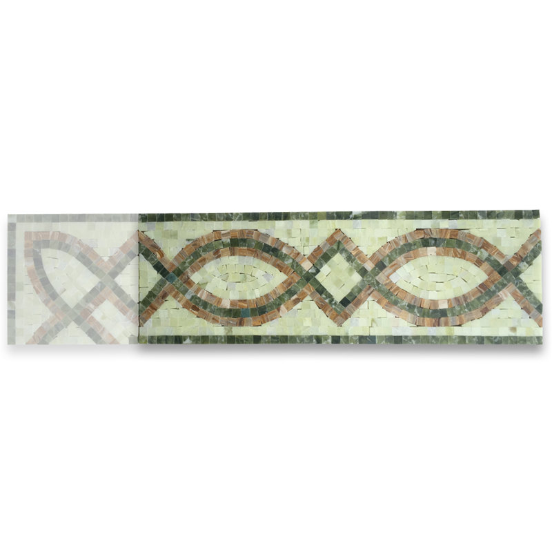5.9 in. x 17.7 in. Marble Tile, Green/Yellow