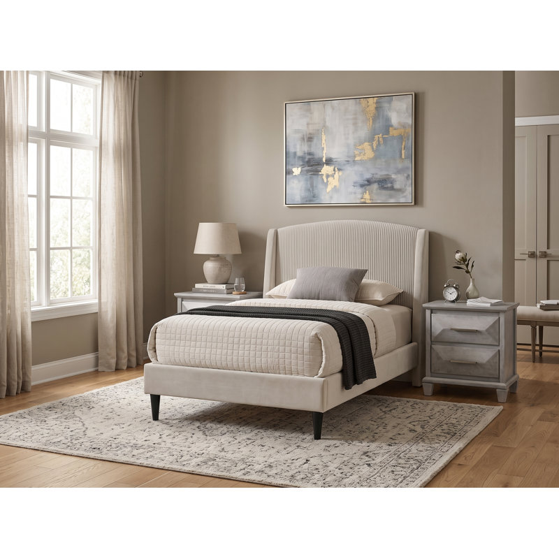 Clarence Contemporary 3 Pieces Bedroom Set, Twin, 3 Pcs: Bed, 2 Nightstands