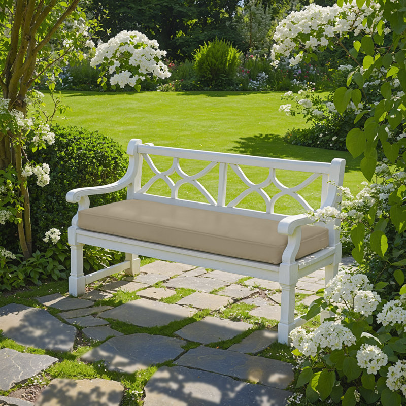Waterproof Outdoor bench Cushions 3-year Color Fastness with Handle and Adjustable Straps, 42" W x 18" D, Beige