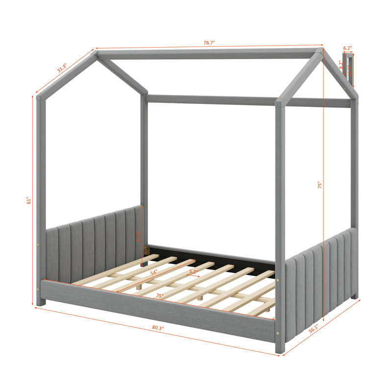Lit en bois Velvet House, Lit double