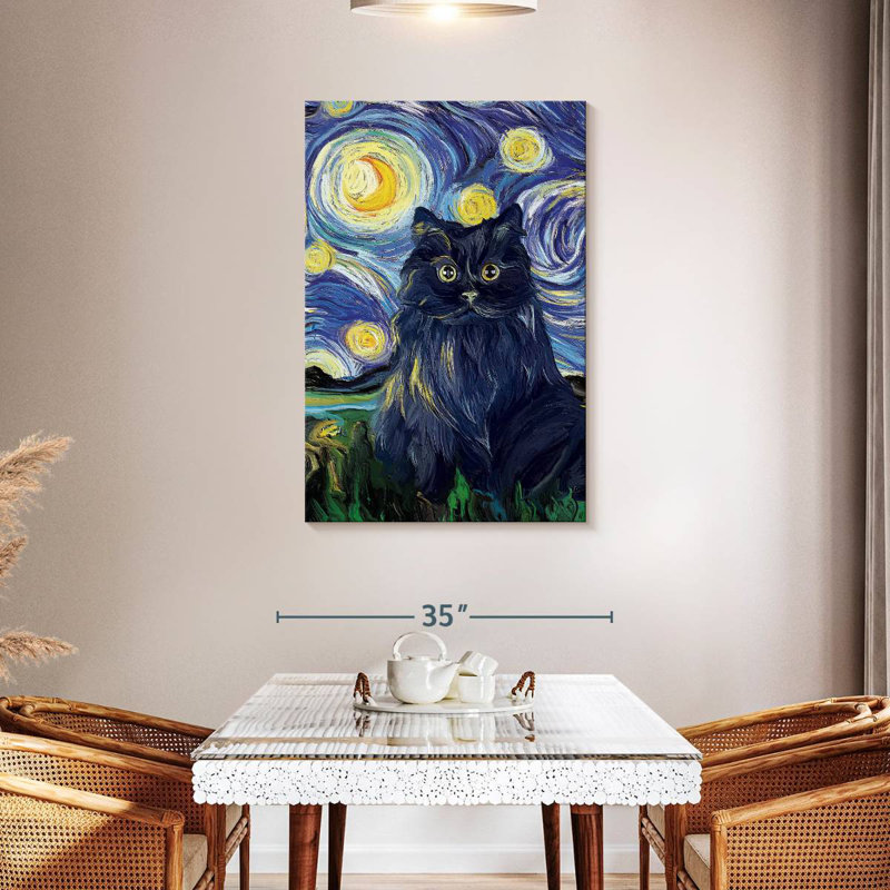 Brampt Abstract Black Cat, 45" H x 30" W