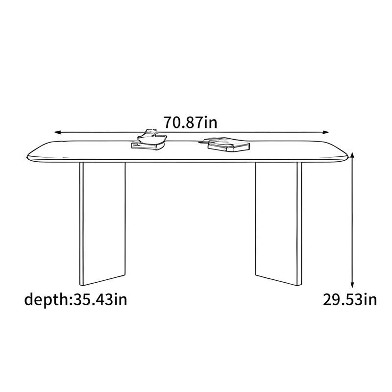 Table de salle à manger moderne et minimaliste, H 29,53 po x L 70,87 po x l 35,43 po
