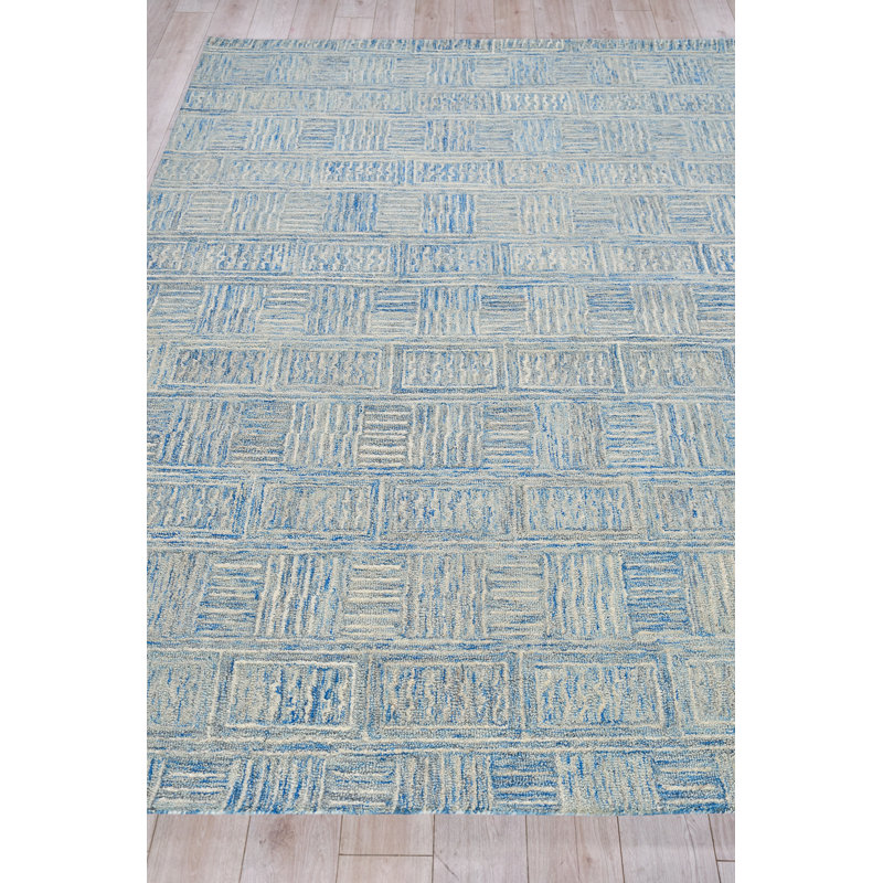 Naturals Hand Tufted Geometric Area Rug in Ivory/Blue/Silver, Rectangle 6' x 9'