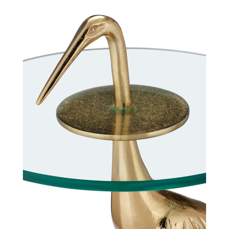 Crane Glass End Table, Gold