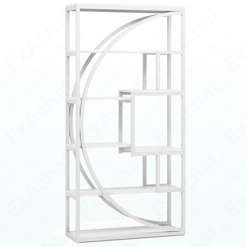 Bibliothèque industrielle avec 8 tablettes de rangement ouvertes, Blanc