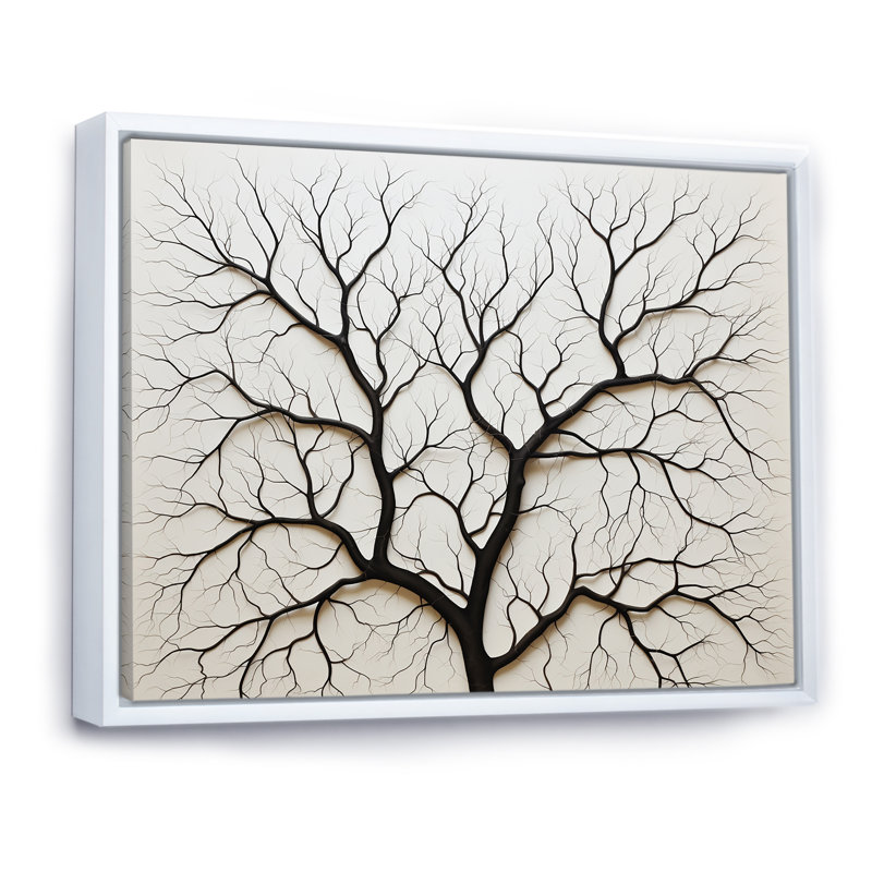 Arbre de minimalisme américain, impression sur toile, Cadre flottant blanc, H 30 po x l 40 po x P 1,5 po