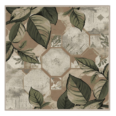 Machine Washable Ottwell Basil Global Inspired Geometric Rug in Brown – Beige Binding