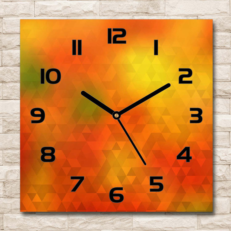 Harliee Glass Wall Clock, Black/Orange