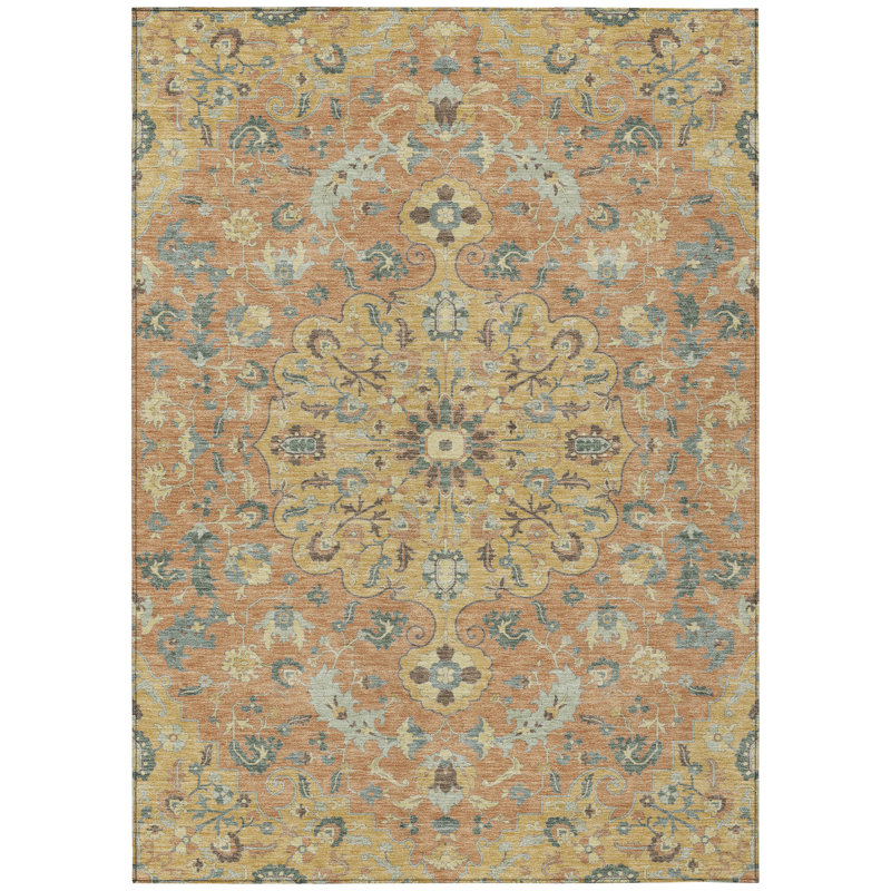Machine Washable Indoor/Outdoor Chantille ACN2564 Global Rug, Wheat, 5' x 7'6"