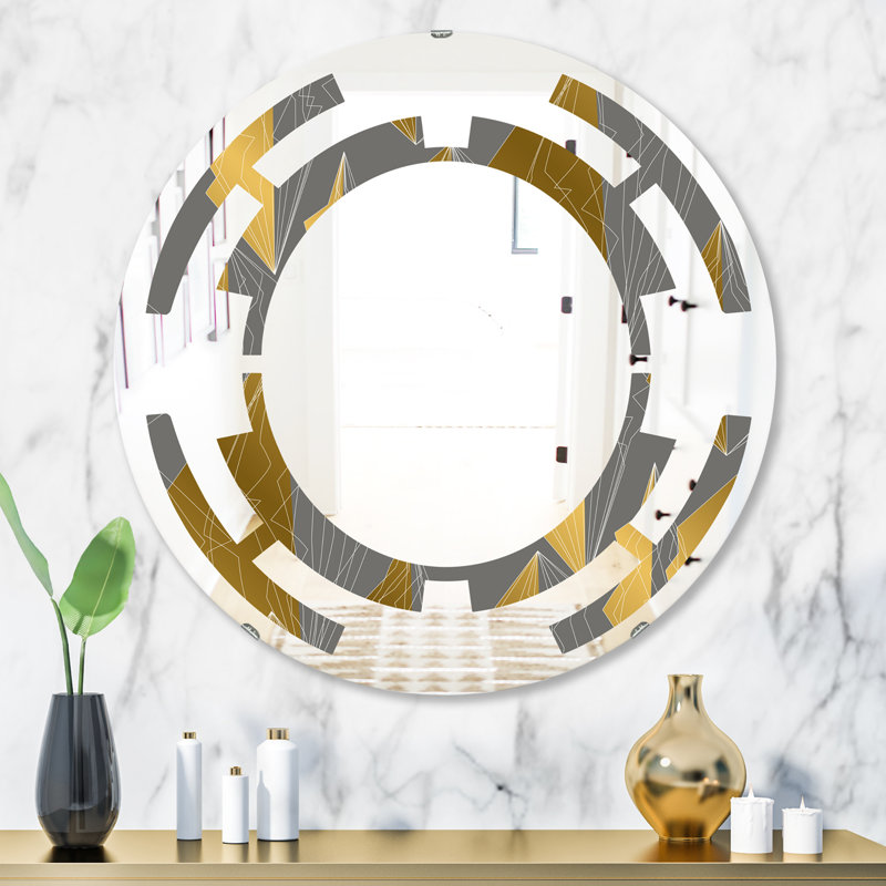Miroir mural moderne et sans cadre à motif polygone contemporain & space, H 23,6 po x l 23,6 po