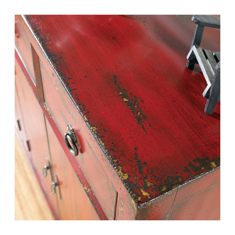 58'' Red Asian Cabinet