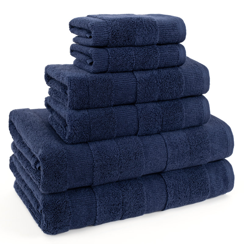 Luxury Extra Soft 100% Cotton 6 Piece Bath Towel Set, Navy