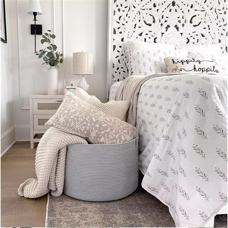 Fabric Laundry Hamper with Handles, Gray