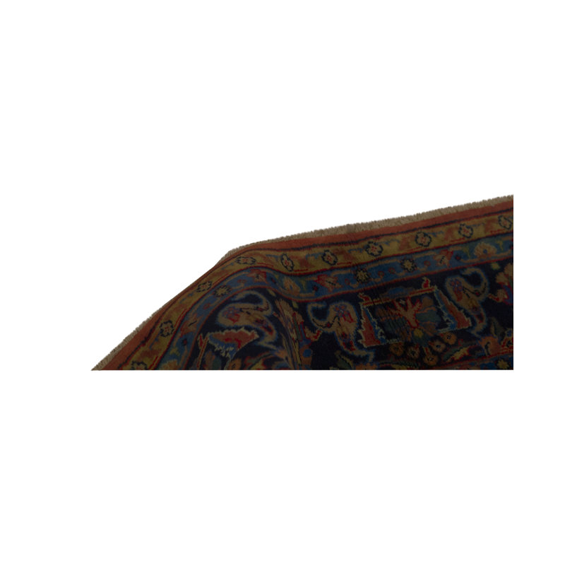 Hand-Knotted High-Quality Navy and Brown Area Rug