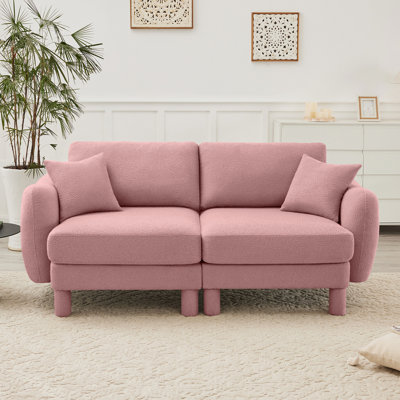 Modern Boucle Fabric Sofa with Curved Armrests and Cylindrical Legs Providing Ultimate Comfort and Stylish Design for Any Living Space