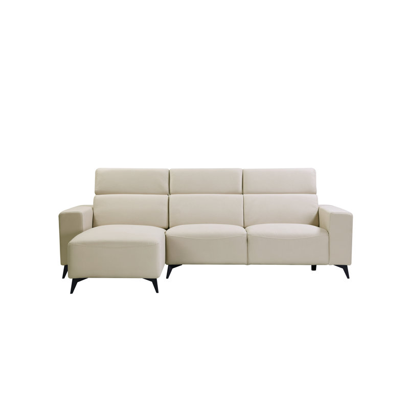 Bari Upholstered L-Shaped Sectional, Left Hand Facing, Beige Polyester Blend
