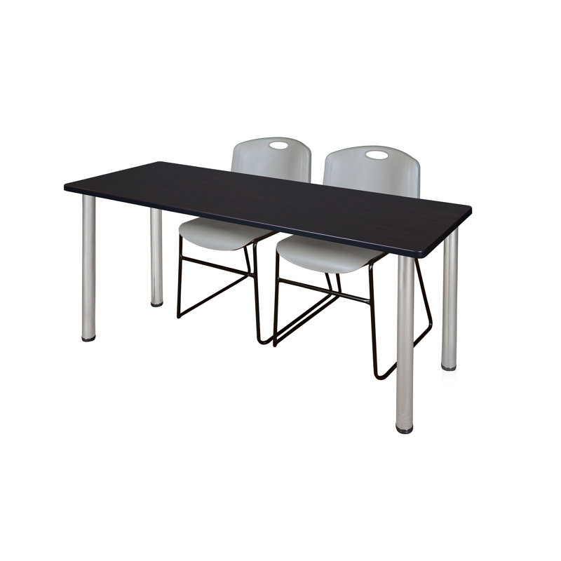 Regency Kee Training Table Top & 2 Zeng Chairs, 29" H x 66" L x 24" W, Gray, Maple