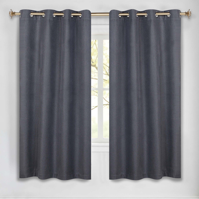 100% Blackout Machine Washable Curtain Panels, Set of 2, Charcoal, 52" W x 63" L