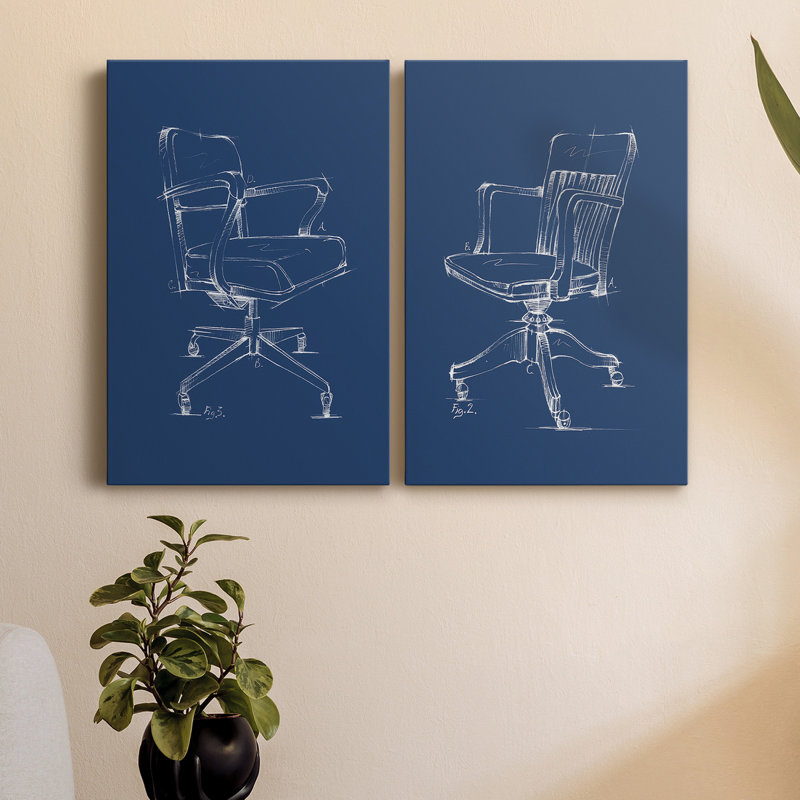 Chaise de bureau Blueprint I, toile tendue avec châssis de qualité supérieure - prête à être accrochée