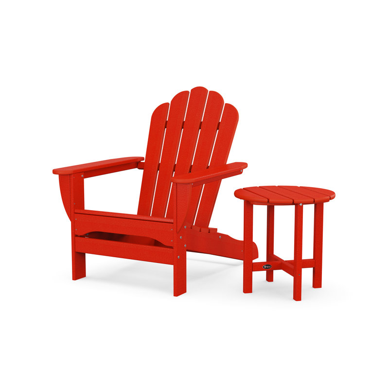 Monterey Bay Oversized Adirondack Chair with Side Table, Sunset Red