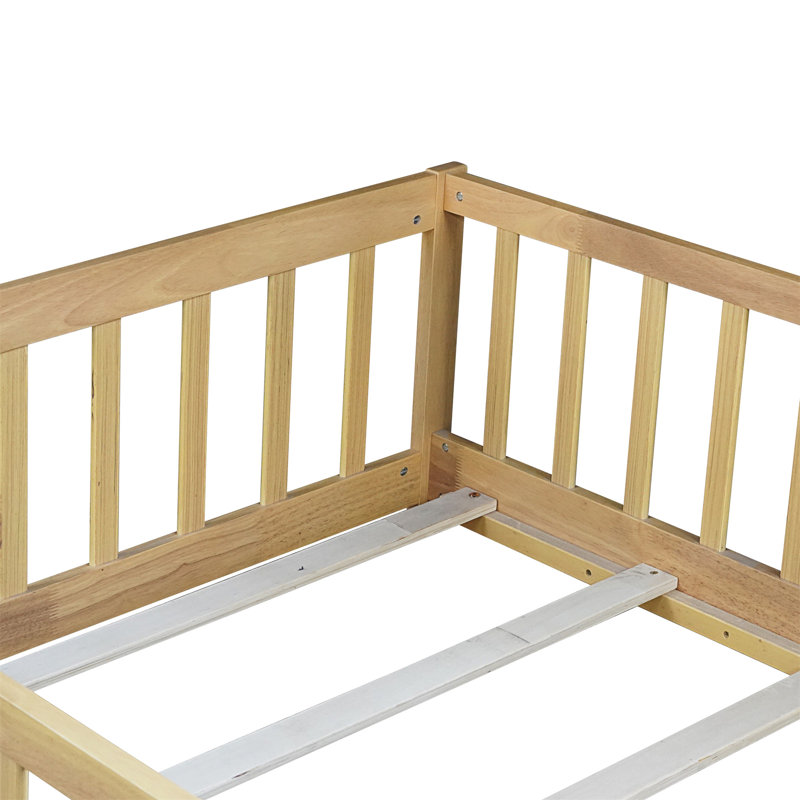 Floor Bed With Fence Without Door, Natural