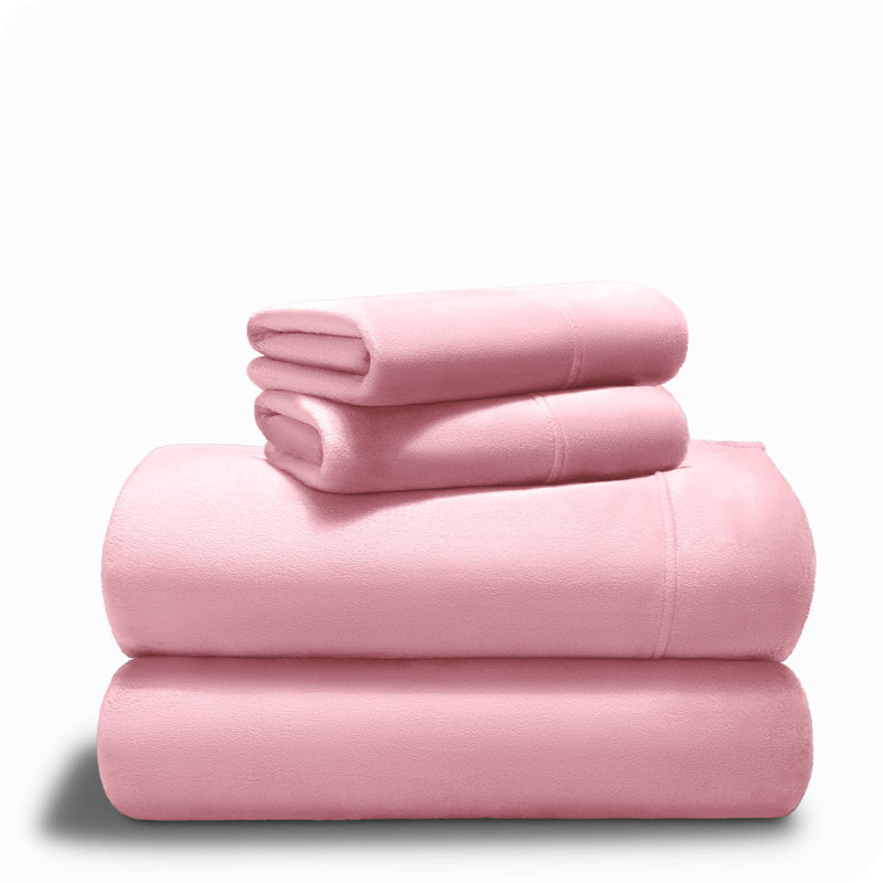 Microplush Sheet Set, Queen Sheet Set + 1 Fitted Sheet + 2 Pillowcases, Light Pink