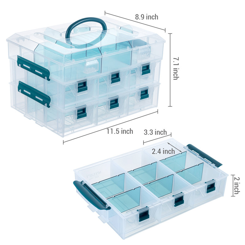 Organisateur de fournitures Blue Arts and Crafts, 2 niveaux avec couvercle