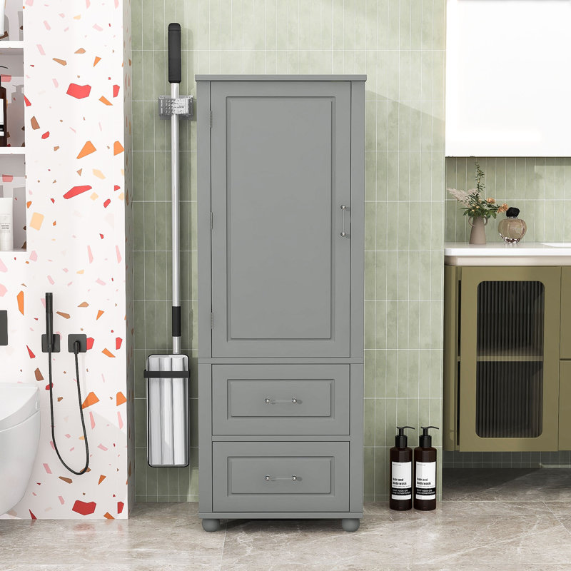 Armoire de rangement autoportante avec tiroirs de rangement, tablettes réglables et portes, Gris