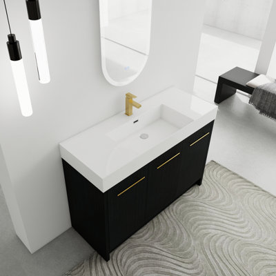Meuble-lavabo autoportant avec lavabo en résine