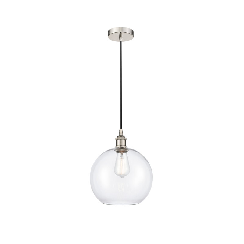 Luminaire sphère suspendu à 1 lumière Ralph, H 8,88 po x l 6 po x P 6 po, Transparent, Nickel poli