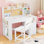 Ensemble de bureau et chaise pour enfants avec rangement, bureau d'étude pour enfants avec huche et bureau inclinable, table pour enfants en bois avec armoire de rangement pour 3 à 8 ans, table d'écriture pour chambre d'étudiant