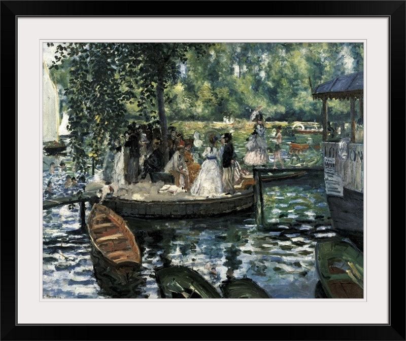 La grenouillère par Pierre-Auguste Renoir - reproduction, Cadre noir, H 20 po x l 23 po x P 1 po