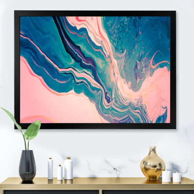 Luxury Emerald And Pink Marbled Flow Art - Modern Canvas Wall Decor