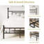 Base de lit plateforme 42 po avec tête de lit, style contemporain, minimaliste, capacité de charge élevée, pas de sommier tapissier nécessaire, pas de vacillement-776810759
